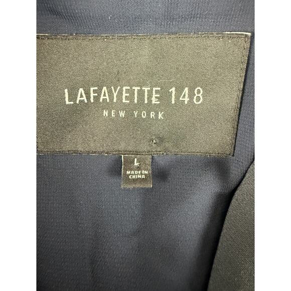 Lafayette 148 Size L Career Notched Open Front Blazer Jacket Navy Lined - Picture 5 of 8